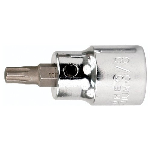 Torx Bit Socket 3/8″ Square Drive with 1/4″ Replaceable Hex Bit T27 × 42 mm Overall Length - Apex Tool & Supply