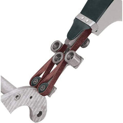 Dynabrade - 3/8" Wide Contact Wheel Assembly Arm - For Two-Edge Deburring, 34" Belt Length x 1/2" Belt Width, Round Radius, Rubber, 70" Contact Wheel Diam - Apex Tool & Supply