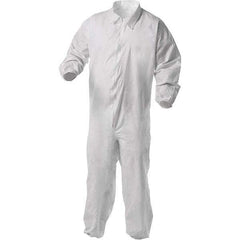 KleenGuard - Size 4XL Film Laminate General Purpose Coveralls - White, Zipper Closure, Elastic Cuffs, Elastic Ankles, Serged Seams - Apex Tool & Supply