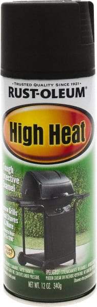 Rust-Oleum - Black, Satin, High-Heat Spray Paint - 10 to 12 Sq Ft per Can, 12 oz Container, Use on Metal - Apex Tool & Supply