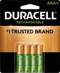 Duracell - Size AAA, NiMH, 4 Pack, Standard Battery - 1.2 Volts, Button Tab Terminal, 61951-2:2003-04 - Apex Tool & Supply