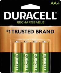 Duracell - Size AA, NiMH, 4 Pack, Standard Battery - 1.2 Volts, Button Tab Terminal, 61951-2:2003-04 - Apex Tool & Supply