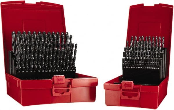 DORMER - 1 to 10mm, 118° Point, Oxide Finish, High Speed Steel Jobber Length Drill Bit Set - Apex Tool & Supply