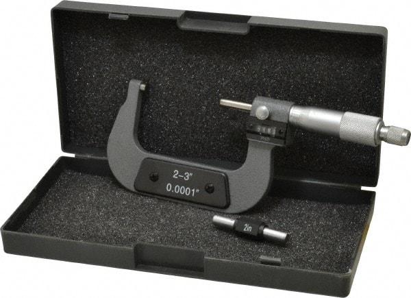 Value Collection - 2 to 3" Range, 0.0001" Graduation, Mechanical Outside Micrometer - Ratchet Stop Thimble, Digital Counter - Apex Tool & Supply