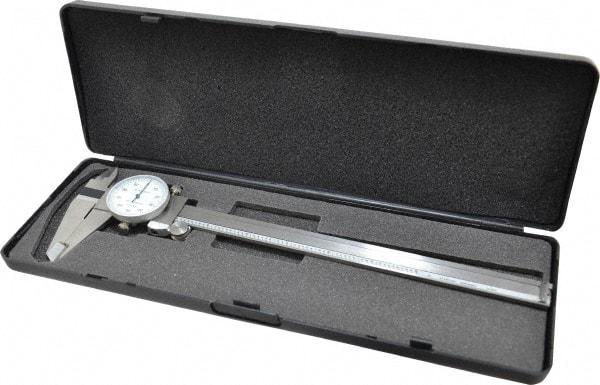 Value Collection - 0" to 8" Range, 0.001" Graduation, 0.1" per Revolution, Dial Caliper - White Face - Apex Tool & Supply