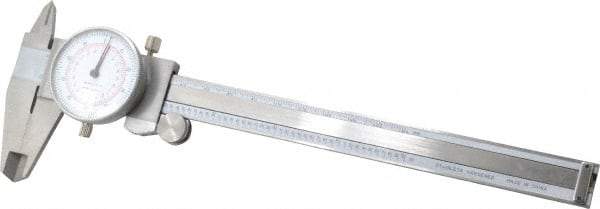 Value Collection - 0mm to 6" Range, 0.001" and 0.02 mm Graduation, 0.1" per Revolution, Dial Caliper - White Face, 1.57" Jaw Length - Apex Tool & Supply