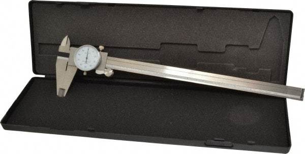 Value Collection - 0" to 12" Range, 0.001" Graduation, 0.1" per Revolution, Dial Caliper - White Face - Apex Tool & Supply