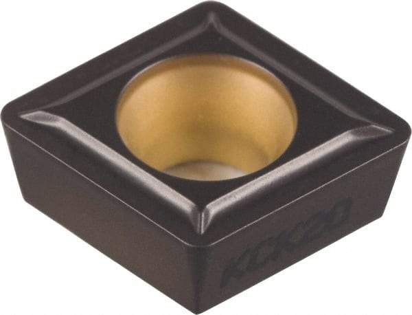 Kennametal - CPMT32.52 LF Grade KCK20 Carbide Turning Insert - TiCN/Al2O3 Finish, 80° Diamond, 3/8" Inscr Circle, 5/32" Thick, 1/32" Corner Radius - Apex Tool & Supply