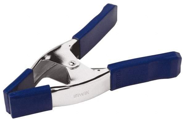 Irwin - 3" Jaw Opening Capacity, 3" Throat Depth, Spring Clamp - Metal Body, 9" OAL - Apex Tool & Supply