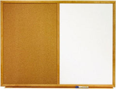 Quartet - 48" Wide x 36" High Dry Erase Combination Cork Bulletin Board - Melamine, White/Brown - Apex Tool & Supply