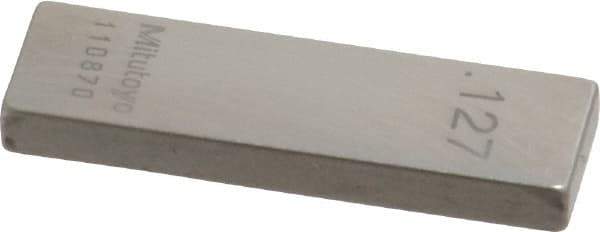 Mitutoyo - 0.127" Rectangular Steel Gage Block - Accuracy Grade 0, Includes Certificate of Inspection - Apex Tool & Supply