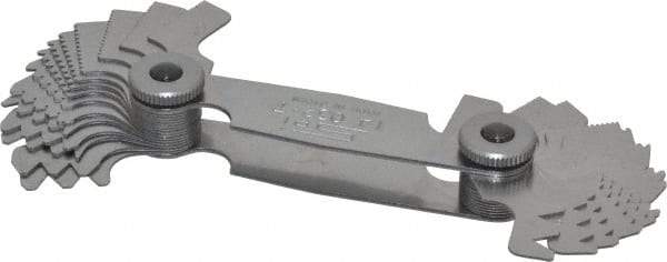 SPI - 28 Leaf, 0.5 to 6mm Pitch Range, 4 to 56 TPI Range, Stainless Steel Screw Pitch Gage - 60° Thread Angle - Apex Tool & Supply