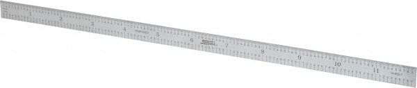 SPI - 12" Long, 1/50, 1/10" and 0.5, 1mm Graduation, Flexible Steel Rule - Decimal/Metric Graduation Style, 1/2" Wide, Silver, Satin Chrome Finish - Apex Tool & Supply