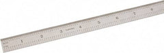 SPI - 18" Long, 1/100, 1/10" and 0.5, 1mm Graduation, Flexible Steel Rule - Decimal/Metric Graduation Style, 3/4" Wide, Silver, Satin Chrome Finish - Apex Tool & Supply