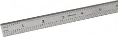 SPI - 24" Long, 1/100, 1/10" and 0.5, 1mm Graduation, Flexible Steel Rule - Decimal/Metric Graduation Style, 3/4" Wide, Silver, Satin Chrome Finish - Apex Tool & Supply