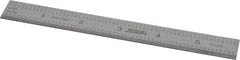 SPI - 6" Long, 1/100, 1/10" and 0.5, 1mm Graduation, Rigid Steel Rule - Decimal/Metric Graduation Style, 3/4" Wide, Silver, Satin Chrome Finish - Apex Tool & Supply