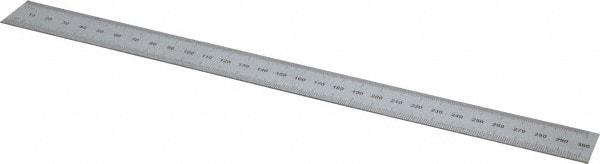 SPI - 12" Long, 1/100, 1/10" and 0.5, 1mm Graduation, Rigid Steel Rule - Decimal/Metric Graduation Style, 1" Wide, Silver, Satin Chrome Finish - Apex Tool & Supply