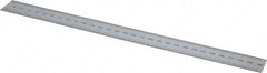 SPI - 12" Long, 1/100, 1/10" and 0.5, 1mm Graduation, Rigid Steel Rule - Decimal/Metric Graduation Style, 1" Wide, Silver, Satin Chrome Finish - Apex Tool & Supply