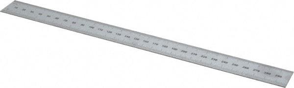 SPI - 12" Long, 0.5, 1mm Graduation, Rigid Steel Rule - Metric Graduation Style, 1" Wide, Silver, Satin Chrome Finish - Apex Tool & Supply