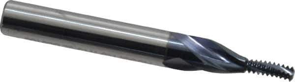 Accupro - #8-32 UNC, 0.115" Cutting Diam, 3 Flutes, Solid Carbide Helical Flute Thread Mill - Internal Thread, 5/16" LOC, 2" OAL, 1/4" Shank Diam - Apex Tool & Supply