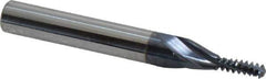 Accupro - #10-24 UNC, 0.12" Cutting Diam, 3 Flute, Solid Carbide Helical Flute Thread Mill - Internal Thread, 5/16" LOC, 2" OAL, 1/4" Shank Diam - Apex Tool & Supply