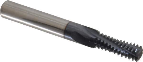 Accupro - 3/8-16 UNC, 0.285" Cutting Diam, 4 Flute, Solid Carbide Helical Flute Thread Mill - Internal Thread, 3/4" LOC, 2-1/2" OAL, 5/16" Shank Diam - Apex Tool & Supply