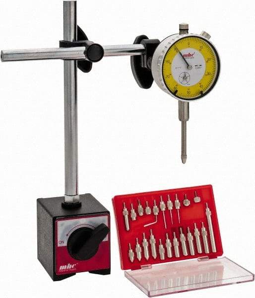 Value Collection - 0.001" Graduation, Indicator & Base Kit - 0.001 Inch Graduation, Includes Indicator, Magnetic Base, Point Set - Apex Tool & Supply