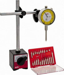 Value Collection - 0.001" Graduation, Indicator & Base Kit - 0.001 Inch Graduation, Includes Indicator, Magnetic Base, Point Set - Apex Tool & Supply