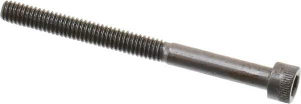 Made in USA - #8-32 UNC Hex Socket Drive, Socket Cap Screw - Alloy Steel, Black Oxide Finish, Partially Threaded, 2" Length Under Head - Apex Tool & Supply
