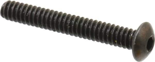 Holo-Krome - #6-32 UNC Hex Socket Drive, Button Screw - Alloy Steel, Black Oxide Finish, Fully Threaded, 1" Length Under Head - Apex Tool & Supply