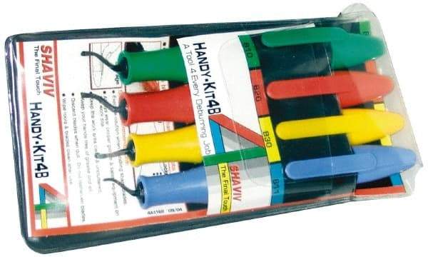 Shaviv - 9 Piece, Hand Deburring Tool Set - B Blade Holder - Apex Tool & Supply