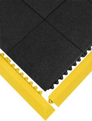 Wearwell - 39" Long x 3" Wide x 5/8" Thick, Anti-Fatigue Modular Matting Ramp Edge - Female, Yellow, For Dry & Wet Areas, Series 572 - Apex Tool & Supply