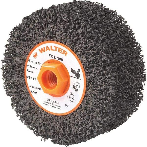 WALTER Surface Technologies - 4-1/2" Diam, Aluminum Oxide Unmounted Flap Wheels - 5/8" Hole, 2" Wide, Nonwoven, Coarse Grade, 3,800 Max RPM - Apex Tool & Supply