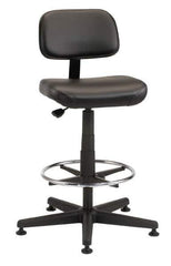 Bevco - Pneumatic Height Adjustable Chair - Vinyl Seat, Black - Apex Tool & Supply