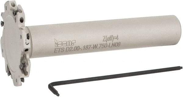 Iscar - Shank Connection, 3/16" Cutting Width, 5/8" Depth of Cut, 2" Cutter Diam, 4 Tooth Indexable Slotting Cutter - 3/4" Shank Diam, ETS-LN08 Toolholder, LNET Insert, Right Hand Cutting Direction - Apex Tool & Supply