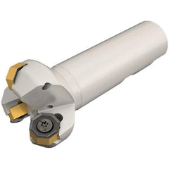 Iscar - 45° Lead Angle, 35.4mm Max Cut Diam, 25mm Min Cut Diam, 3.5mm Max Depth of Cut, Indexable Chamfer and Angle End Mill - 2 Inserts, ONMU 0505 Insert Style, 100mm Overall Length, Through Coolant, Straight Shank - Apex Tool & Supply