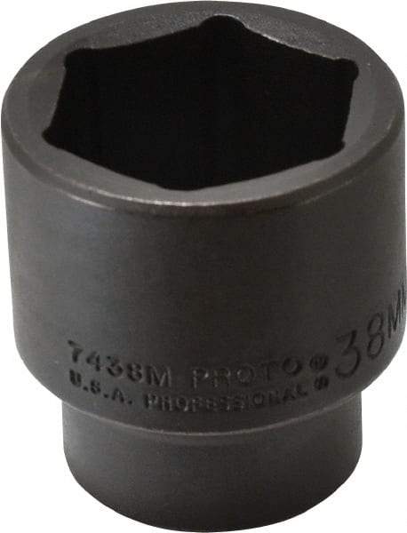 Proto - 1/2" Drive 38mm Standard Impact Socket - 6 Points, 2-3/8" OAL - Apex Tool & Supply