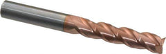 Accupro - 7/16", 2" LOC, 7/16" Shank Diam, 4" OAL, 3 Flute, Solid Carbide Square End Mill - Single End, TiCN Finish, Spiral Flute, 40° Helix, Centercutting, Right Hand Cut, Right Hand Flute - Apex Tool & Supply
