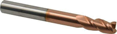 Accupro - 7/16", 1" LOC, 7/16" Shank Diam, 4" OAL, 3 Flute, Solid Carbide Square End Mill - Single End, TiCN Finish, Spiral Flute, 40° Helix, Centercutting, Right Hand Cut, Right Hand Flute - Apex Tool & Supply