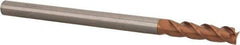 Accupro - 3/8", 1-1/2" LOC, 3/8" Shank Diam, 6" OAL, 3 Flute, Solid Carbide Square End Mill - Single End, TiCN Finish, Spiral Flute, 40° Helix, Centercutting, Right Hand Cut, Right Hand Flute - Apex Tool & Supply