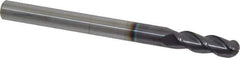 Accupro - 1/2" Diam, 1-1/2" LOC, 3 Flute Solid Carbide Ball End Mill - AlTiN Finish, Single End, 6" OAL, 1/2" Shank Diam, Spiral Flute - Apex Tool & Supply