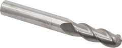 Accupro - 3/8" Diam, 1-1/8" LOC, 3 Flute Solid Carbide Ball End Mill - Uncoated, Single End, 3" OAL, 3/8" Shank Diam, Spiral Flute - Apex Tool & Supply