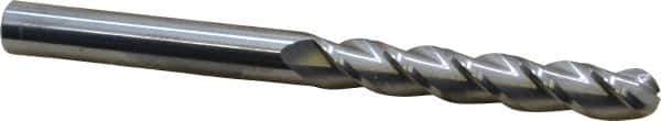 Accupro - 1/2" Diam, 3" LOC, 3 Flute Solid Carbide Ball End Mill - Uncoated, Single End, 6" OAL, 1/2" Shank Diam, Spiral Flute - Apex Tool & Supply