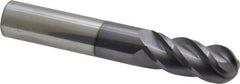 Accupro - 14mm Diam, 32mm LOC, 4 Flute Solid Carbide Ball End Mill - AlTiN Finish, Single End, 89mm OAL, 14mm Shank Diam, Spiral Flute - Apex Tool & Supply