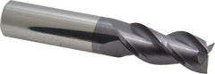 Accupro - 5/8", 1-1/4" LOC, 5/8" Shank Diam, 3-1/2" OAL, 3 Flute, Solid Carbide Square End Mill - Single End, AlTiN Finish, Spiral Flute, 40° Helix, Centercutting, Right Hand Cut, Right Hand Flute - Apex Tool & Supply