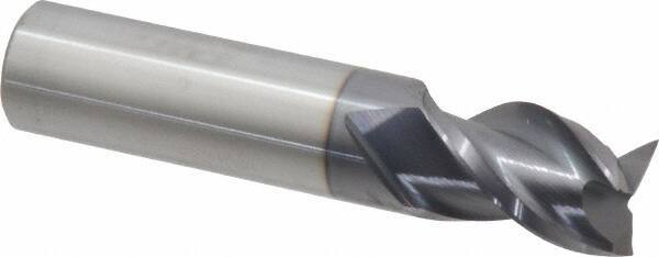 Accupro - 5/8", 7/8" LOC, 5/8" Shank Diam, 3" OAL, 3 Flute, Solid Carbide Square End Mill - Single End, AlTiN Finish, Spiral Flute, 40° Helix, Centercutting, Right Hand Cut, Right Hand Flute - Apex Tool & Supply
