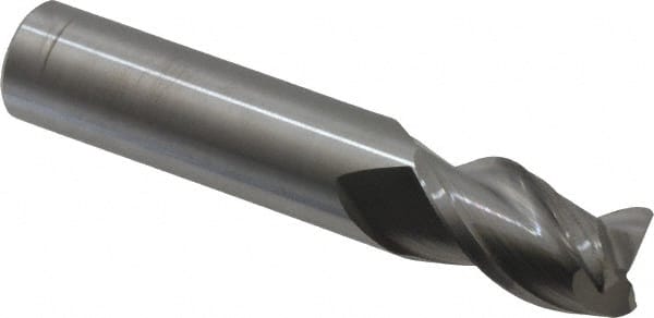 Accupro - 9/16" Diam 3 Flute Solid Carbide 0.025" Corner Radius End Mill - Apex Tool & Supply