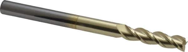 Accupro - 5/16", 1-1/4" LOC, 5/16" Shank Diam, 4" OAL, 3 Flute, Solid Carbide Square End Mill - Single End, ZrN Finish, Spiral Flute, 40° Helix, Centercutting, Right Hand Cut, Right Hand Flute - Apex Tool & Supply