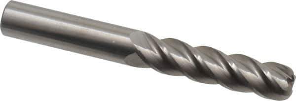 Accupro - 1/2", 4 Flute, Single End, Solid Carbide, 1/8" Corner Radius End Mill - 4" OAL, 40° Helix, Right Hand Flute, 2" LOC, Right Hand Cut - Apex Tool & Supply