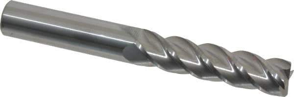 Accupro - 1/2", 4 Flute, Single End, Solid Carbide, 0.02" Corner Radius End Mill - 4" OAL, 40° Helix, Right Hand Flute, 2" LOC, Right Hand Cut - Apex Tool & Supply